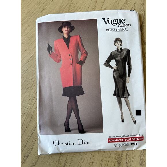 3 VTG Vogue 80s Sew Patterns Ralph Lauren 1643, Oscar D La Renta 1592, Dior 1948 - Picture 10 of 12